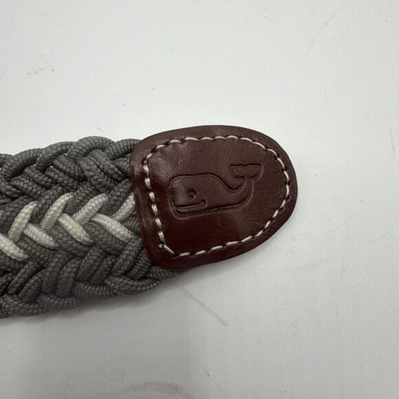 VINEYARD VINES Grey and White Braided Bungee Belt-Size 34 - Picture 6 of 6